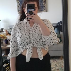 Anchor print button up shirt